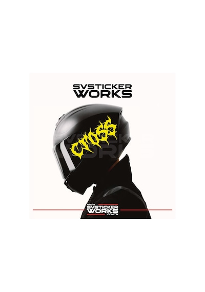 Cross Yazılı Kask Sticker Tüm Kasklar Uyumlu Tek Yön 1 Adet Sarı