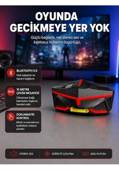 Kablosuz Bluetooth Kulaklık 5.0 Dokunmatik Kontrol Gürültü Engelleme