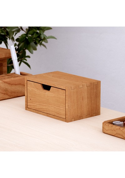 Desna Çekmeceli Mini Dolap 18 Cm Uzunluk X 12.1 Cm Genişlik X 9.6 Cm Woodsaka Doğal Ahşap