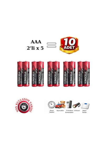 Kingcell Aaa İnce Kalem Pil 1.5v Çinko Karbon 10 Lu Paket 2 Li X 5