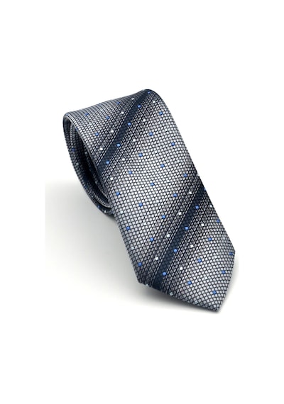 Gaffy Füme Verev Desenli Gri Dokuma Kumaş Mendilli Slim Fit Kravat // Sdk-2505-4 Gri