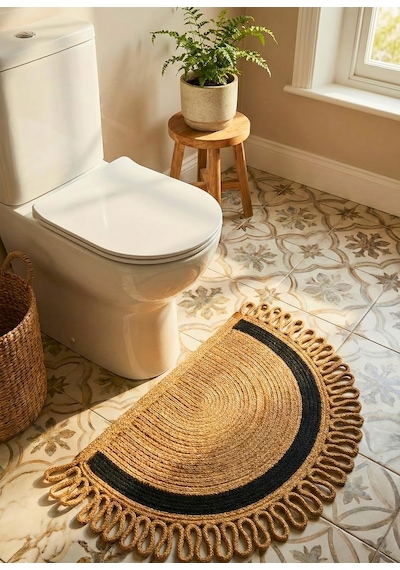 Tr Lunaloop Yarım Ay Jüt Paspas El Yapımı Doğal Karşılama Paspası Jüt Kapı Önü Paspası Banyo Ve Balkon Kili Genel