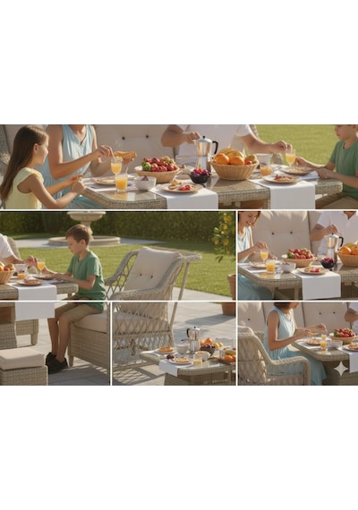 3+1+1 Bahçe Ve Balkon Takımı Masali Krem/cappuccino Krem