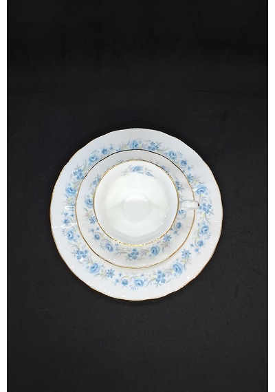 Bone China Mavi Beyaz Çay Fincanı 3 Parça 170 Ml