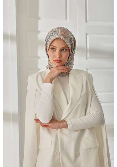 Silk Home Mozaik Desen Soft Pamuk Eşarp İnci Beyazı