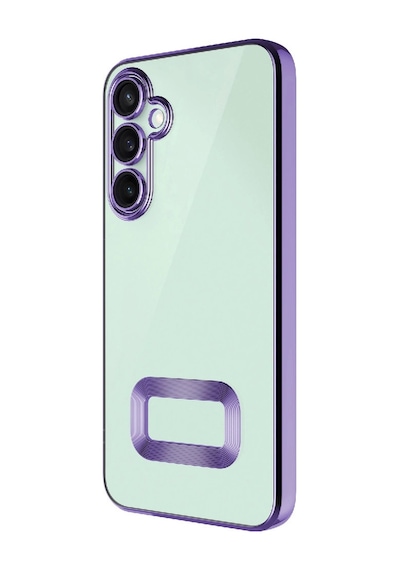 Samsung Uyumlu Galaxy S24 Fe Kılıf Kamera Korumalı Logo Gösteren Zore Omega Kapak Lila