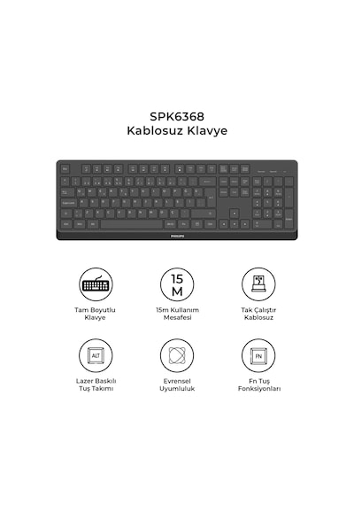 Philips SPK6368 Kablosuz Türkçe Q Klavye