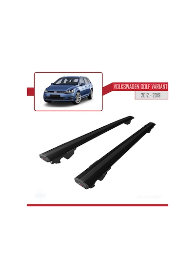 Volkswagen Golf Varıant Mk7-5g 2012-2019 Arası İle Uyumlu Hook Model Anahtar Kilitli Ara Atkı Tavan Barı Siyah
