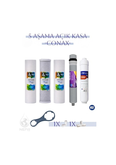 Conax Tüm Açık Kasa Su Arıtma Cihazlarına Uyumlu 5'Li Set 80 Gpd Membranlı