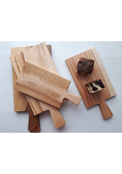Cilalı Tahta Saplı Ahşap Kesme Tahtası 16x35cm Ahşap