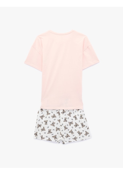 Koton Pamuklu Bisiklet Yaka Kısa Kollu Rahat Kesim Baskılı Pijama Takımı Pembe 6slk40174mk Koton Pamuklu Bisiklet Yaka Kısa Kollu Rahat Kesim Baskılı Pijama Takımı Pembe 6slk40174mk