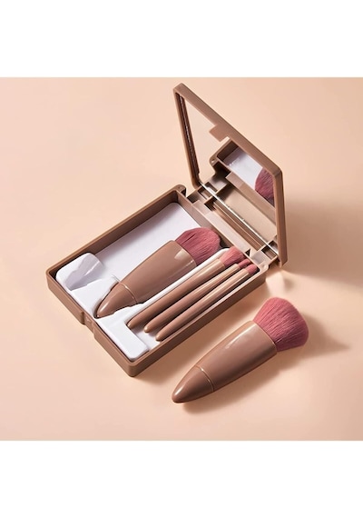 Mujgan Taşınabilir Aynalı 5'li Makyaj Fırça Seti Profesyonel Allık Dudak Kaş Kapatıcı/makeup Brush Belirtilmemiş