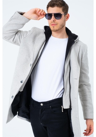 Plt8395 Dewberry Battal Palto-Desenli Bej-Desenli Bej