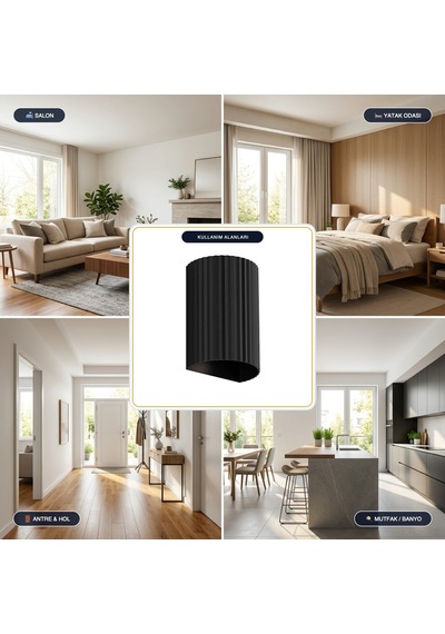 Jupıter Siyah 2x5w Gu10 Duy Dekoratif Beyaz Duvar Aplik - Ev600-s