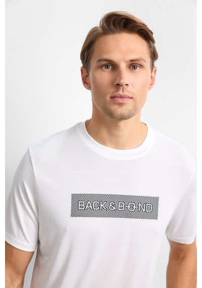 Backandbond Ekru Regular Fit Bisiklet Yaka Tişört