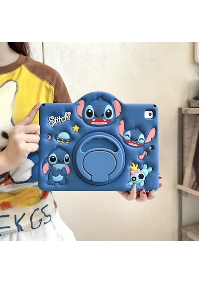 Samsung Galaxy Tab S9 Fe Plus / S9 Plus 12.4" Uyumlu Stitch Standlı Çocuklara Özel Karakterli Arka Kapak
