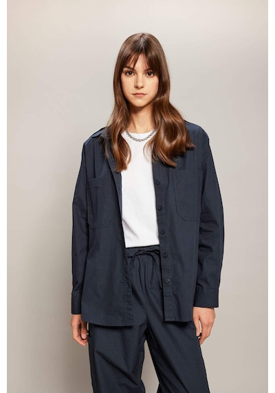 DeFacto Relax Fit Poplin Uzun Kollu Tesettür Gömlek Tunik C2145AX24SPNV243