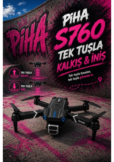 S760 Drone 2Batarya&25Dakika Uçuş 480p Kamera Taşıma Çantalı Drone
