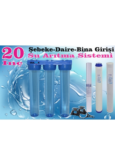 20 İnç Bina - Daire- Şebeke Girişi Su Arıtma Filtre Seti En İyi