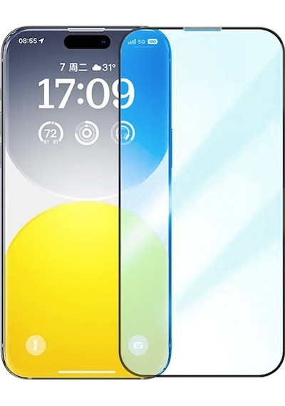 Baseus Crystalline Apple iPhone 15 Pro Uyumlu Full Anti Blue Ekran Koruyucu