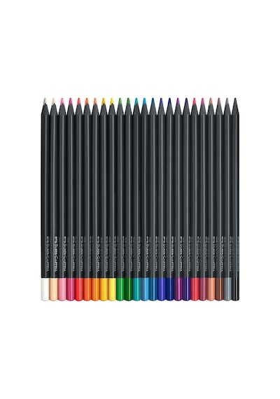 Faber-Castell Black Edition Boya Kalemi, 24 Renk, Siyah Kağıda Uyumlu, Ergonomik Üçgen Gövde