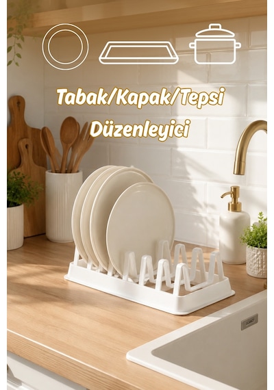 Porsima Kp-166-1 Bulaşıklık Tezgah Üstü Kurutmalık Durulama Matı Bulaşık Sepeti Beyaz