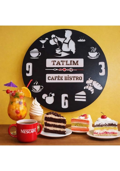 Cafe Ve Tatlıcılar İçin Yeni Tasarım Modern Duvar Saati Şık Ve Kalite Bir Arada No:a118 Çok Renkli