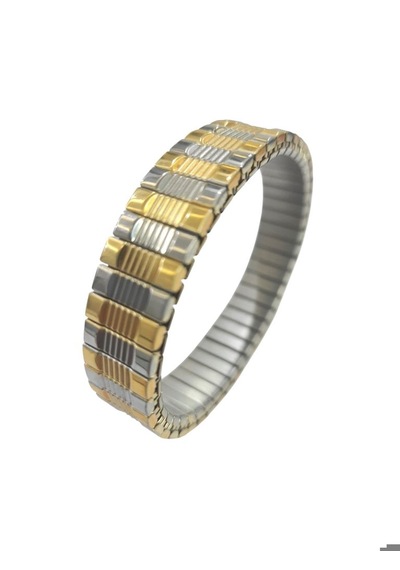 Çelik Bileklik Metal Desenli Elastik Model 1 Cm Genişlik 18 Cm Uzunluk Gold Gümüş Altın - Gümüş
