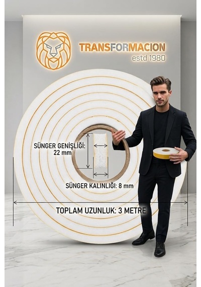 Tr 3 Metre Bölünebilir Kapı Pencere İzolasyon Süngeri 22x8 Mm Yapışkanlı Yalıtım Bandı 723806