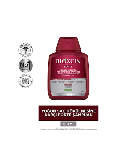 Bioxcin Forte Şampuan 300 Ml Yoğun Saç Dökülmesine Karşı Bitkisel Formül Sülfatsız Parabensiz