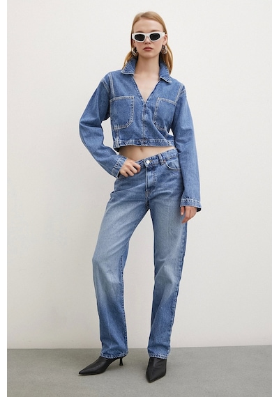 Never More Beş Cepli Yülsel Bel Regular Fit Jean Mavi Mavi