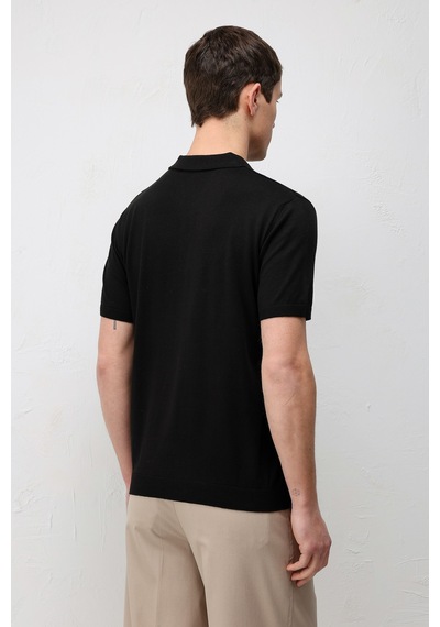 Antioch Comfort Slim Polo Yaka Erkek Triko T-shirt Siyah