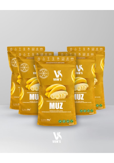 Voms Dondurularak Kurutulmuş Meyve Cipsi - Freeze Dried 5'li Muz Tanışma Paketi 5x20gr 20 G