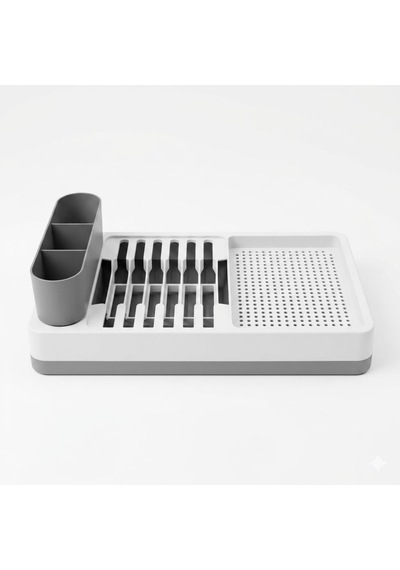 Deinhaus Tezgah Üstü Bulaşık Kurutmalık, Çok Bölmeli Tabak Ve Bardak Düzenleyici, Kaşıklıklı Mutfak Organizer 42 Cm Diğer