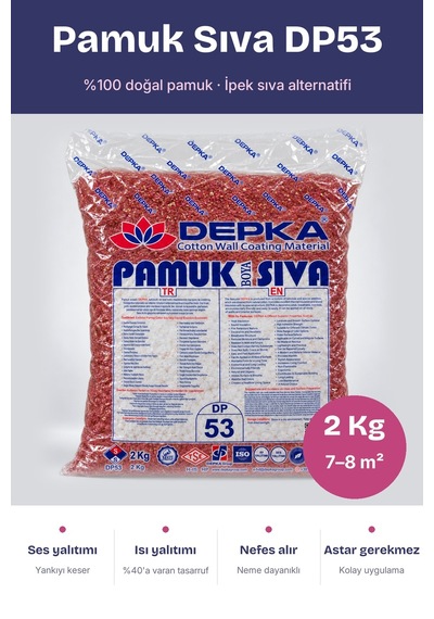 Depka Pamuk Sıva Dp53 2 Kg 7-8 M² İpek Sıva Alternatifi Isı Ve Ses Yalıtımlı Dekoratif Sıva