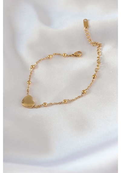 316l Çelik Gold Renk Kalp Model Minimal Top Detay Kadın Bileklik - Tj-bb5434 Altın - Çok Renkli
