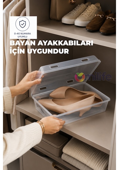 10lu Şeffaf Ayakkabı Kutusu Kapaklı İstiflenebilir Kadın Erkek Ayakkabı Organizer Diğer