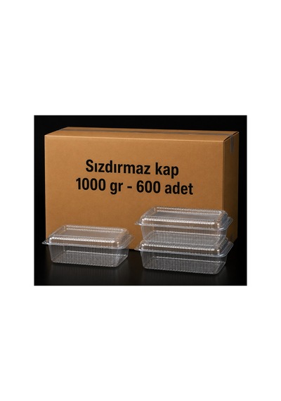 1000 Gr Yüksek Sızdırmaz Kap 600 Adet Şeffaf Plastik Gıda Kabı - 913470310