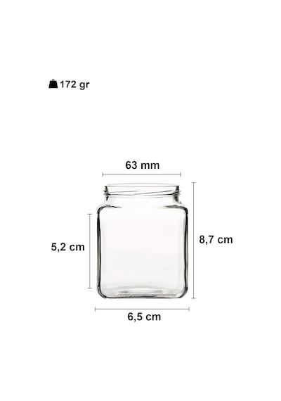 250 Ml Metal Kapaklı Kare Kavanoz 250 Cc Şeffaf Köşeli Kavanoz 20 Adet Siyah Diğer