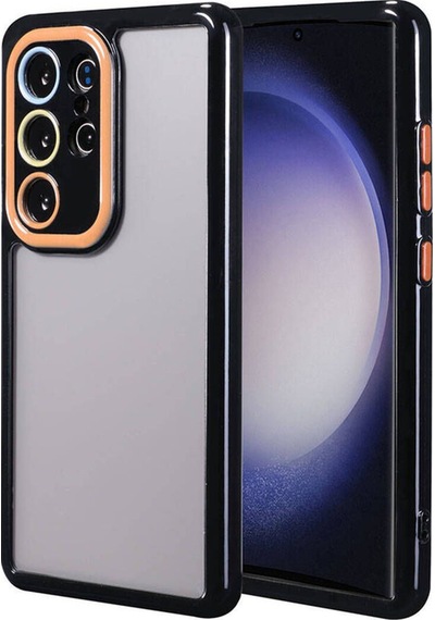 Galaxy S23 Ultra Kılıf Kamera Korumalı Renkli Kenar Ve Çerçeve Tasarımlı Zore Vitamin Kapak Siyah
