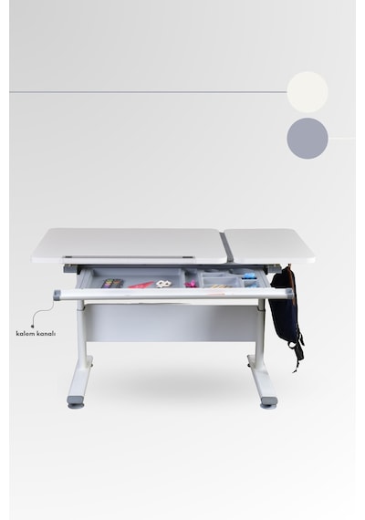 Vega Basic Yükseklik Ve Eğim Ayarlı Ekru Çalışma Masası, Çekmeceli Bilgisayar Ve Ofis Masası, Gri Gri Vega Basic Yükseklik Ve Eğim Ayarlı Ekru Çalışma Masası, Çekmeceli Bilgisayar Ve Ofis Masası, Gri Gri