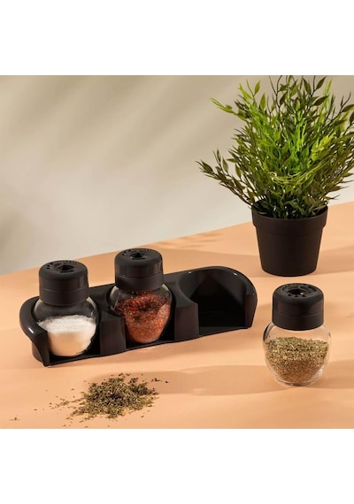 Tr L-00372 Plastik Standlı Baharatlık Takımı 3'lü Tuz Baharatlık Seti Diğer