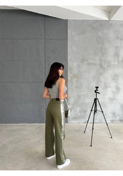 Tanla Butik Gabardin Palazzo Pantolon - Haki Haki