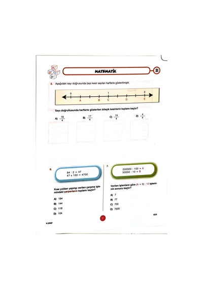 4.sınıf Deneme Sınavı - 2 Kitapcık