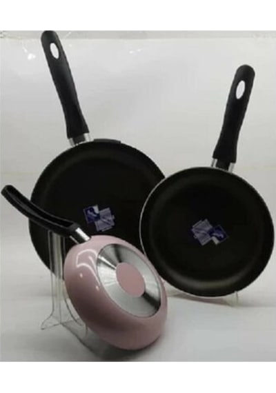 Mehtap 3 Lü Teflon Tava Seti 18 22 26 Cm Kırmızı Mor Mürdüm Tava Mor