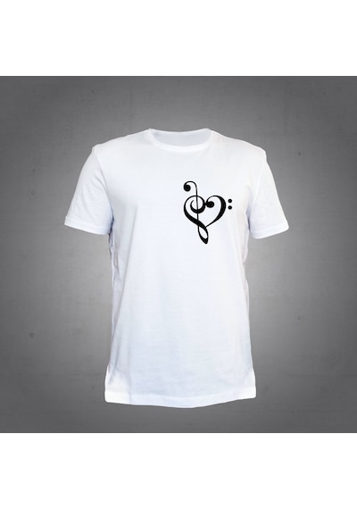 Herşey Nota Fa Anahtar Sol Anahtar Beyaz T-shirt Unisex 001