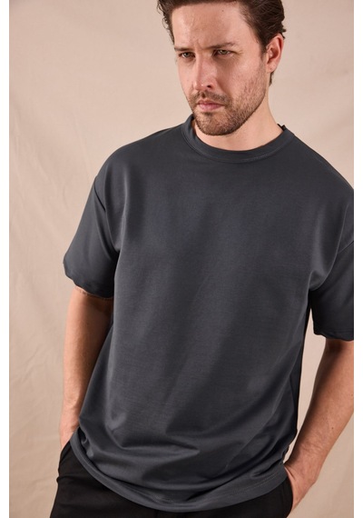 Tonny Black Rahat Kalıp Oversize Kesim T-shirt Erkek Füme T-shirt Tbtshrt020