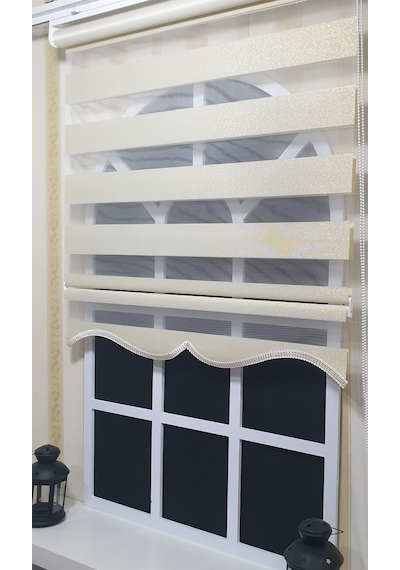 Zebra Stor Perde Altın Simli Etek Dilimli St 007