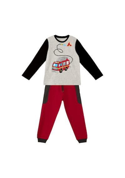 Denokids - İtfaiye Erkek Çocuk Uzun Kollu T-shirt Pantolon Takım
