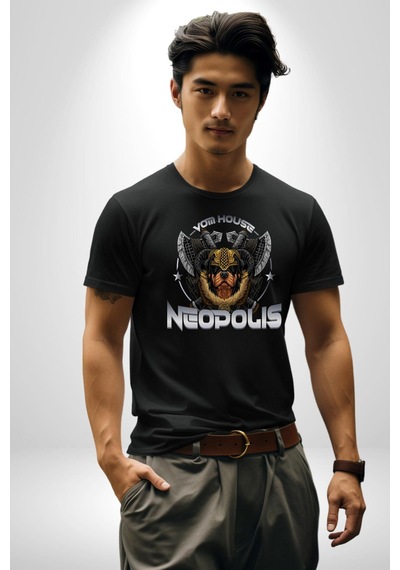 Neopolis Rottweiler Viking Unisex Unisex Siyah Organik Baskılı T-shirt Penye Yüksek Kalite Siyah